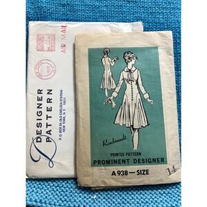 Prominent designer Sewing pattern shirt dress swing skirt 1970s Size 14